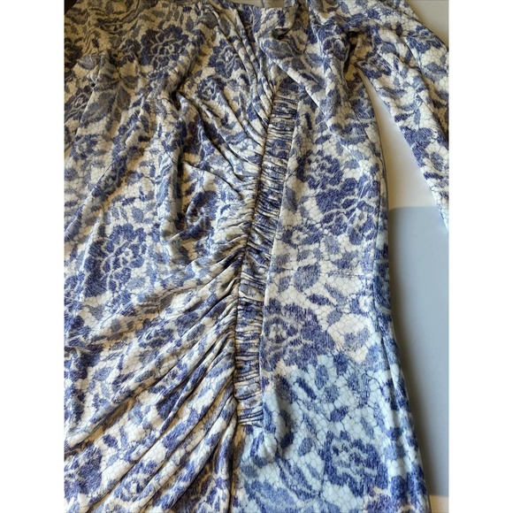 Luisa Beccaria Dress Size 42 periwinkle blue white knit shirred front Italy - Picture 14 of 14